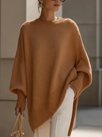 Women's Orange Oversized Batwing Sleeve Autumn Jumper
