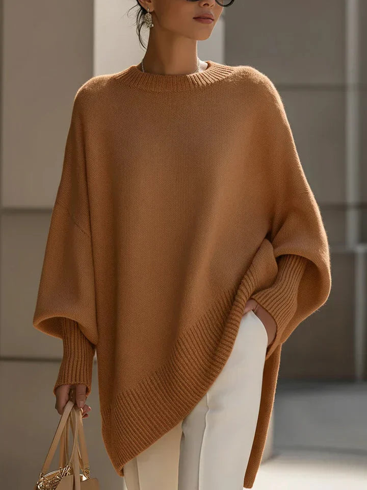 Women's Orange Oversized Batwing Sleeve Autumn Jumper