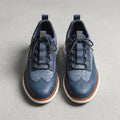 Slate Blue men's faux leather Oxford-style trainers with a lace-up front