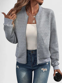 Edith | Women's Quilted Textured Zip-Up Autumn Bomber Jacket