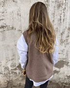Women's Black Elegant V-Neck Knitted Autumn Layering Waistcoat