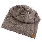 Unisex red fleece-lined beanie with a snug knitted fit