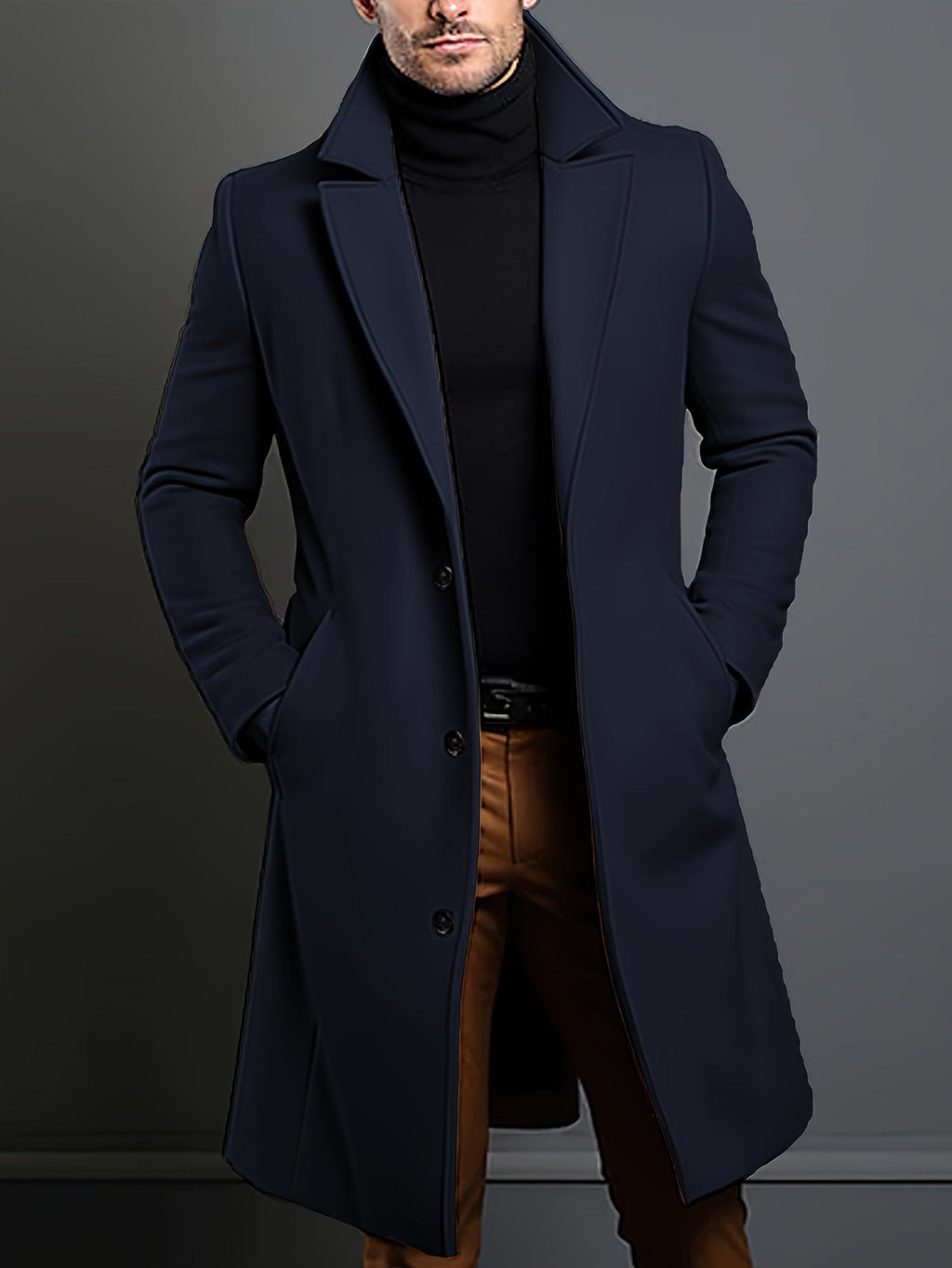 Tailored longline coat, product still life