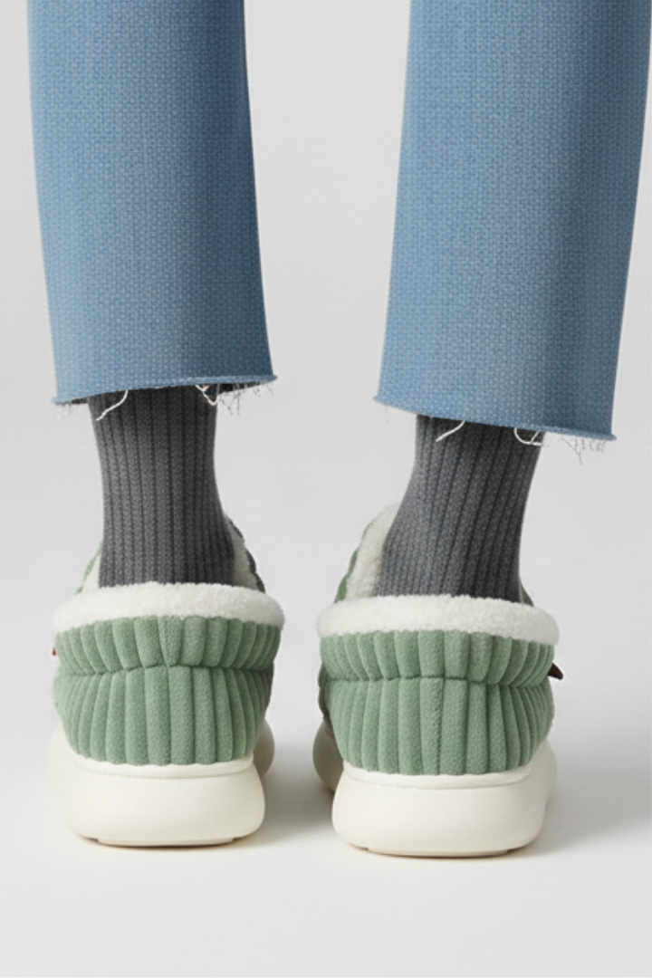 Slippers with ribbed upper and soft inner lining, product still life