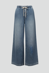 Thistle | Women's Light Blue Wide Leg Jeans with Drawstring Waist