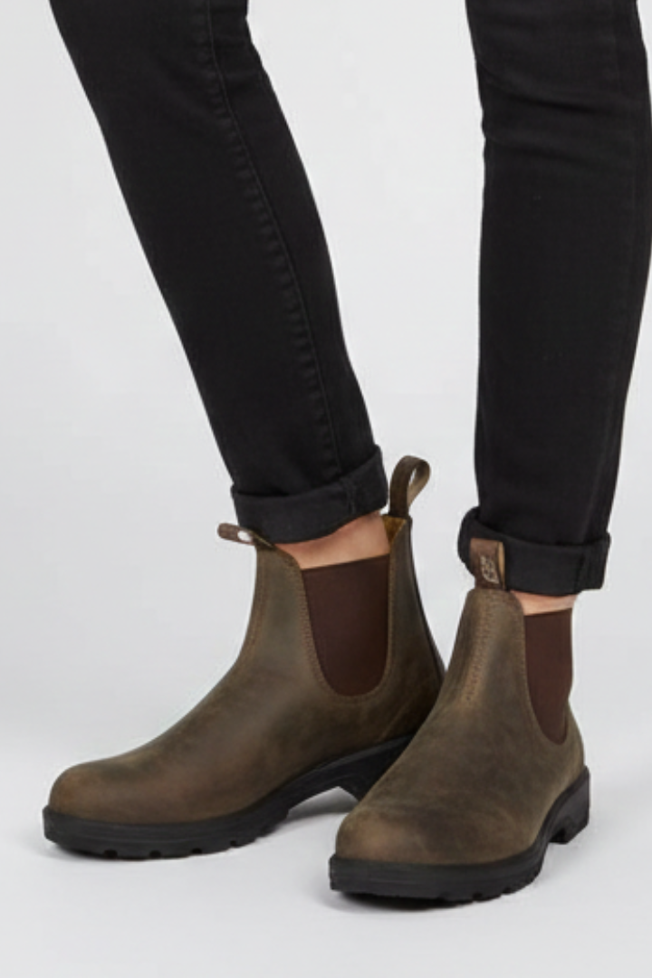 Chelsea boots with pull tabs, back view