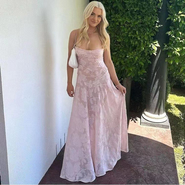 Women's black floral lace maxi dress with a sweetheart neckline
