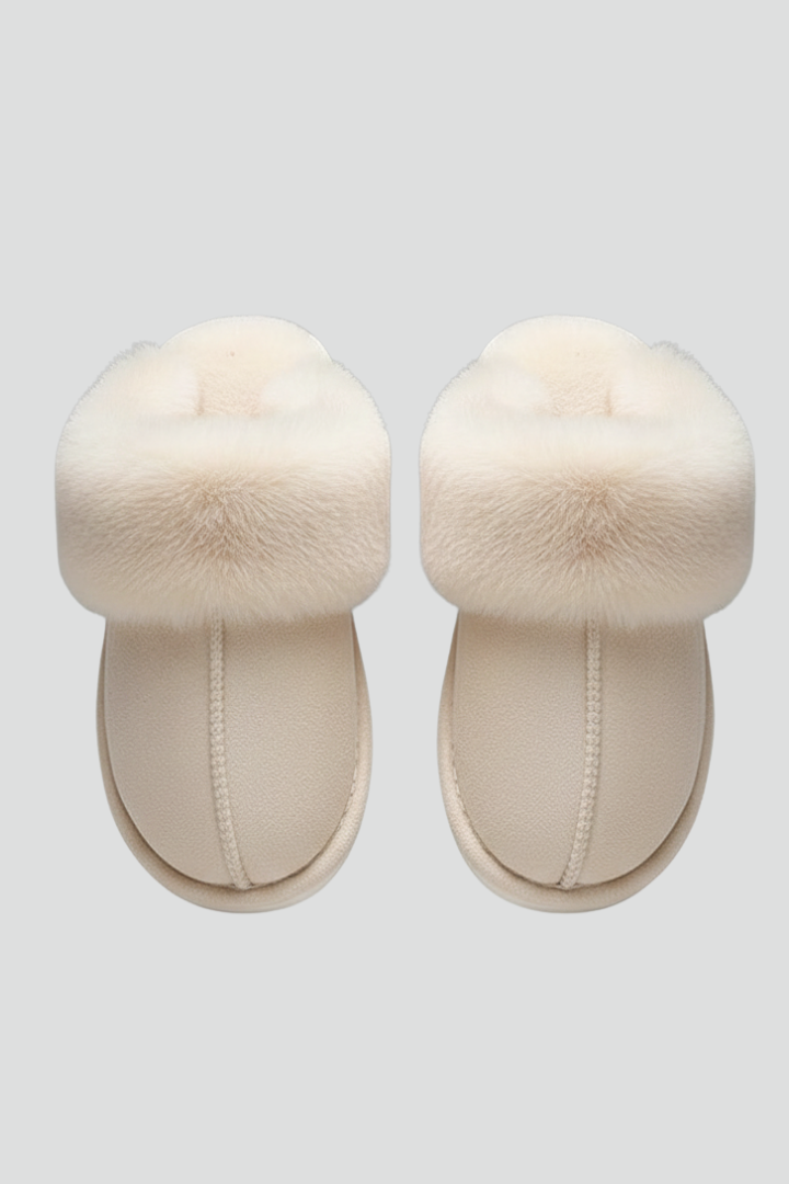 Women's plush-lined indoor slippers with textured non-slip sole