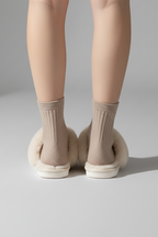 Women's plush-lined indoor slippers with textured non-slip sole