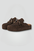Leather sandals with round toe and slip-on fit, product still life