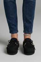Leather sandals with round toe and slip-on fit, product still life