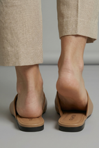 Leather sandals with square toe, product still life