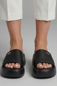 Verity | Women's Leather Open-Toe Mule Slippers