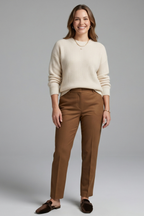 Coffee brown leather mule slippers with square toe