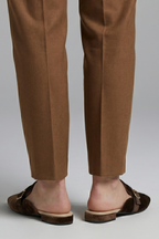 Coffee brown leather mule slippers with square toe