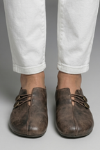 Leather slip-on loafers, product still life