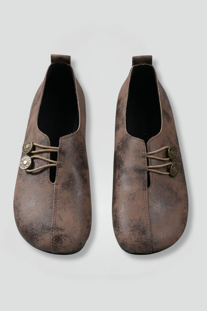 Leather slip-on loafers, product still life