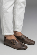 Leather slip-on loafers, product still life