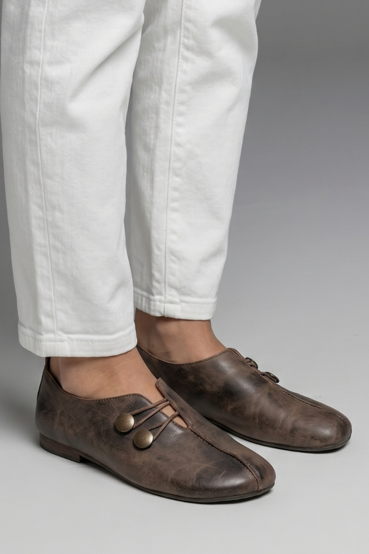 Leather slip-on loafers, product still life
