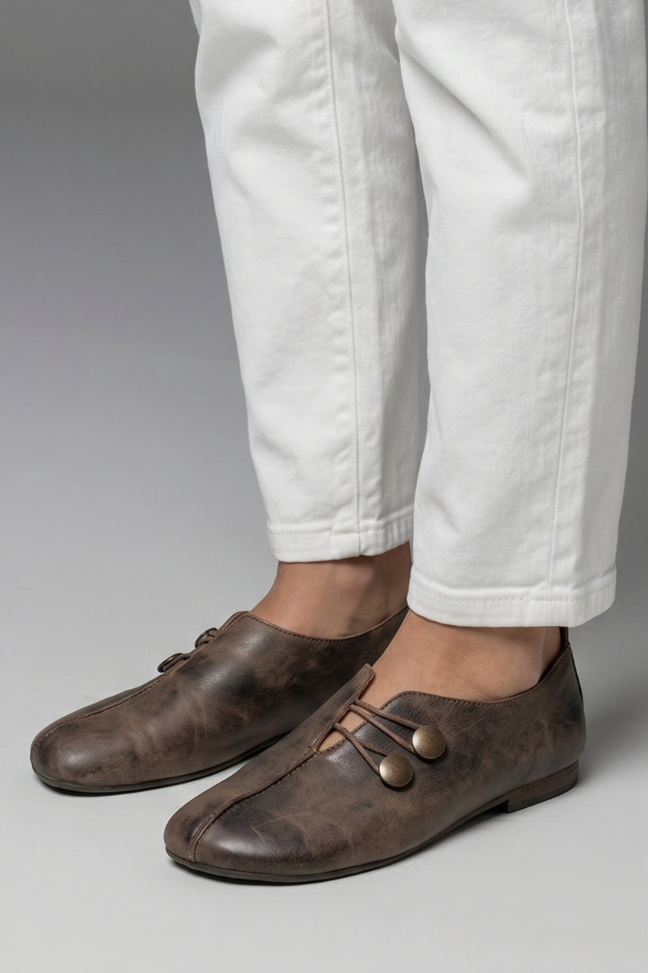 Leather slip-on loafers, product still life