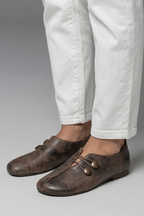 Leather slip-on loafers, product still life