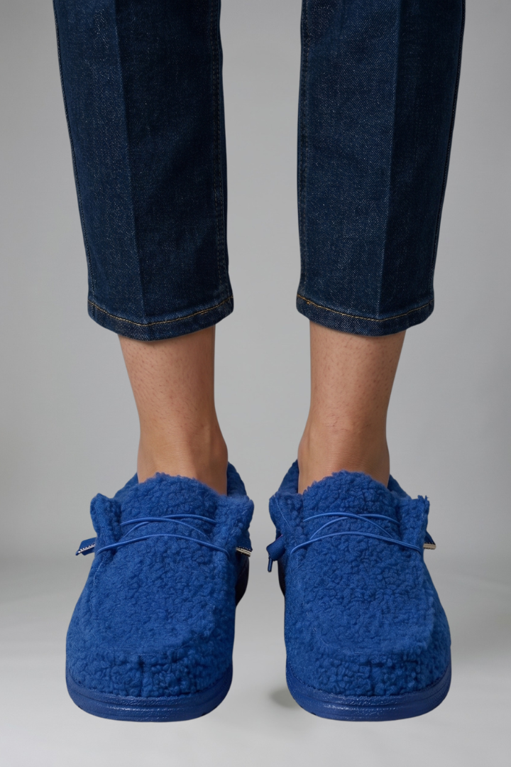 Close-up of soft lining inside slip-on loafer