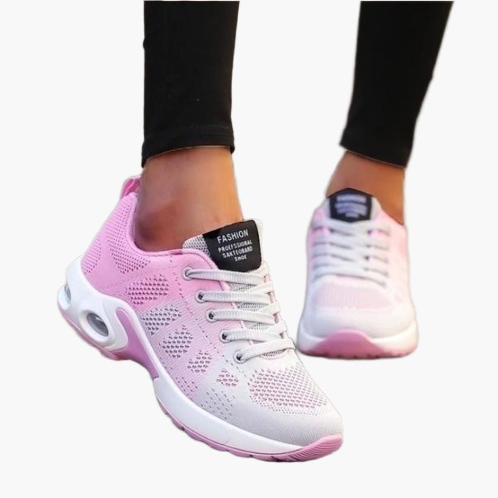 Women's pink and blue lightweight cushioned running trainers