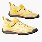 Women's beige wide fit chunky trainers with a cushioned sole