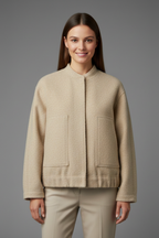 Women's oversized textured jacket with ribbed collar, product photo