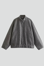 Women's oversized textured jacket with ribbed collar, product photo