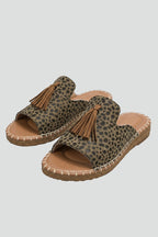 Slip-on comfort sandals with cushioned footbed, product still life