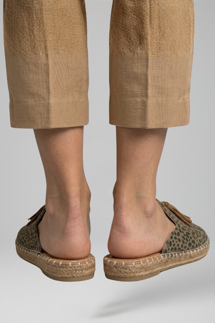 Slip-on comfort sandals with cushioned footbed, product still life