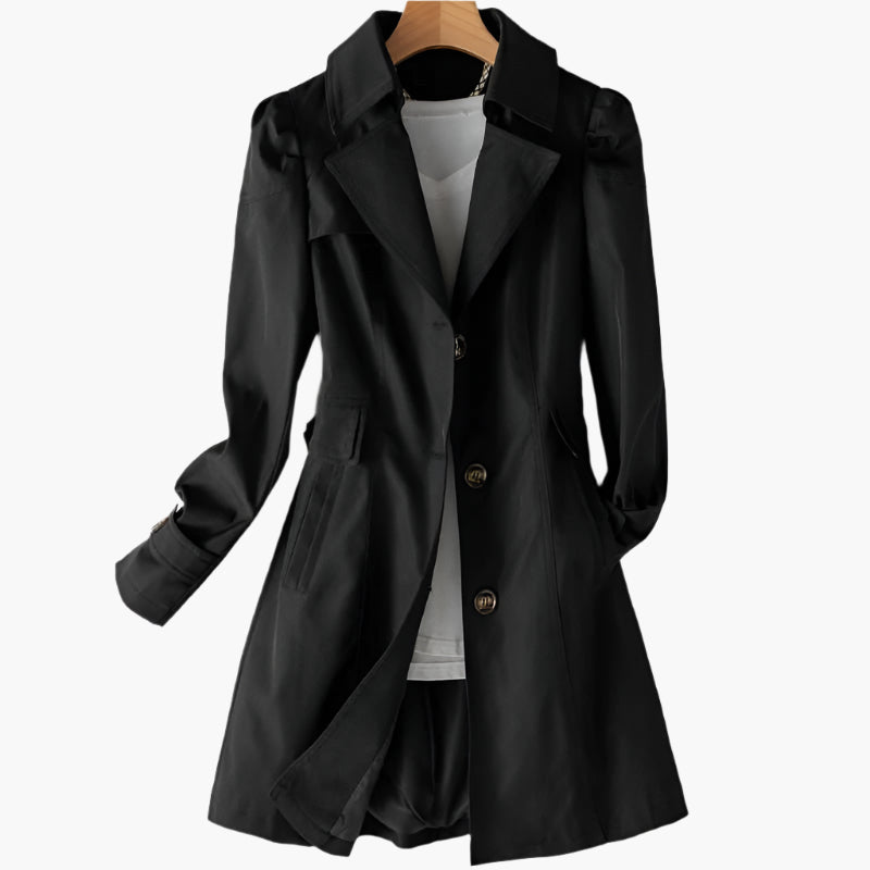 Women's beige belted longline trench coat for everyday autumn wear
