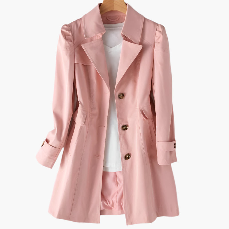 Women's beige belted longline trench coat for everyday autumn wear