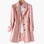 Women's beige belted longline trench coat for everyday autumn wear