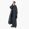 Women's grey oversized double-breasted trench coat for autumn