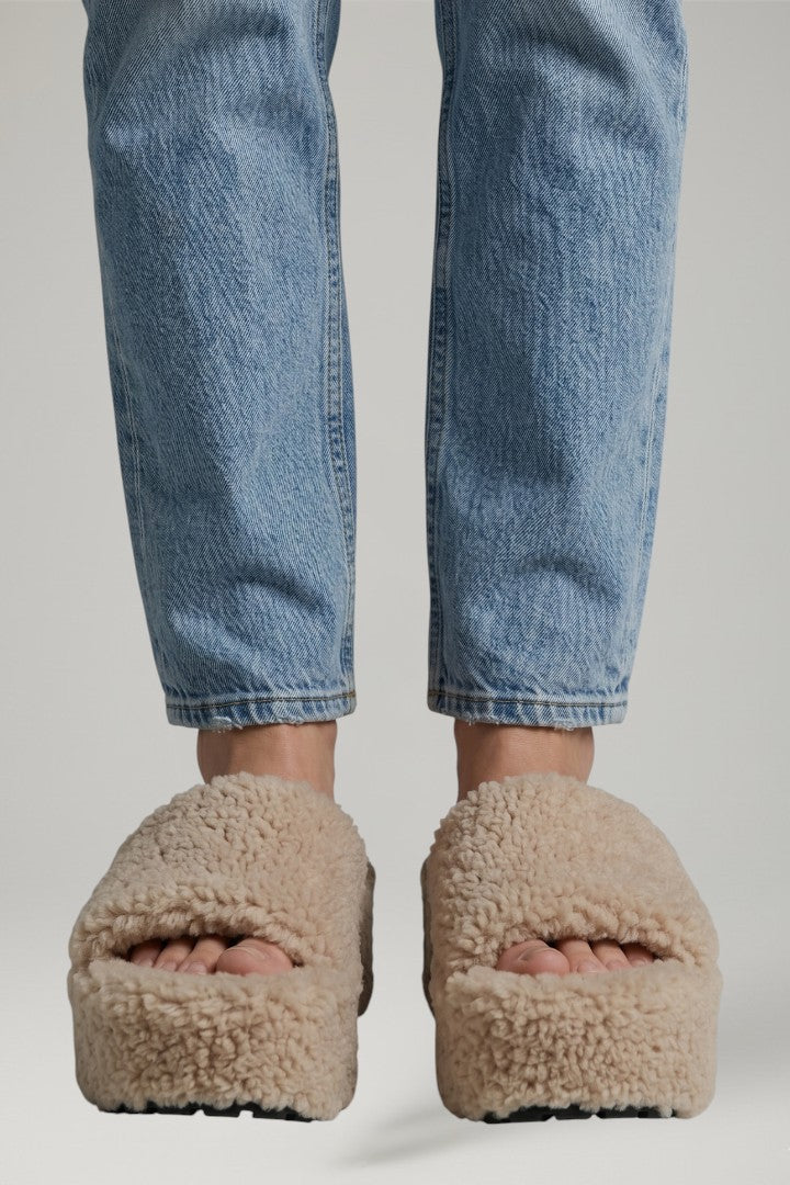 Platform wedge sandals, front view