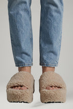 Platform wedge sandals, front view