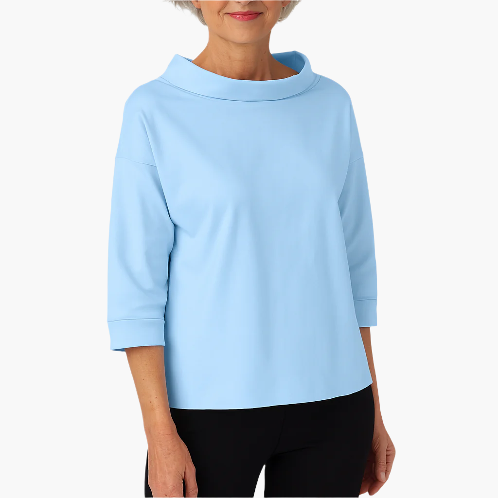 Women's stand collar long sleeve blouse in white