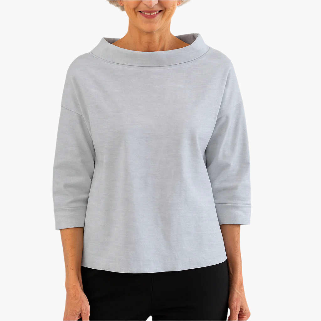 Women's stand collar long sleeve blouse in white