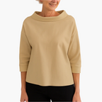 Women's stand collar long sleeve blouse in white