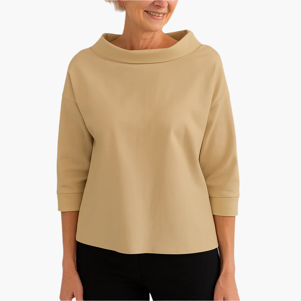 Women's stand collar long sleeve blouse in white