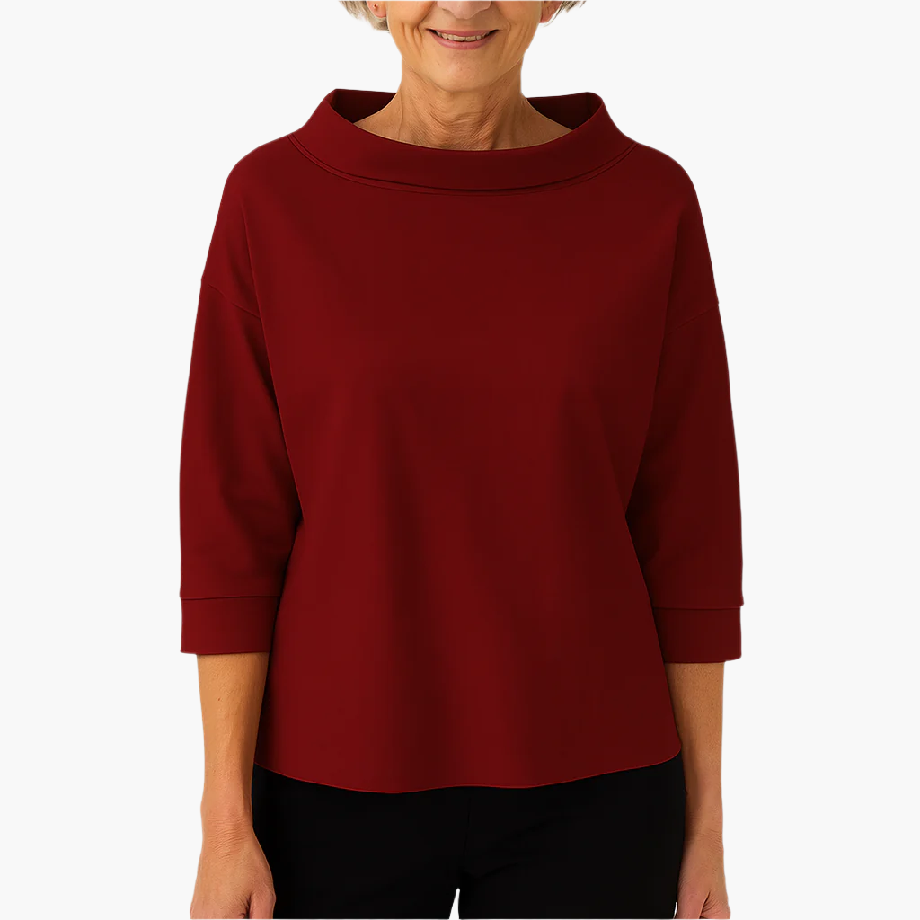 Women's stand collar long sleeve blouse in blue