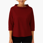 Women's stand collar long sleeve blouse in blue