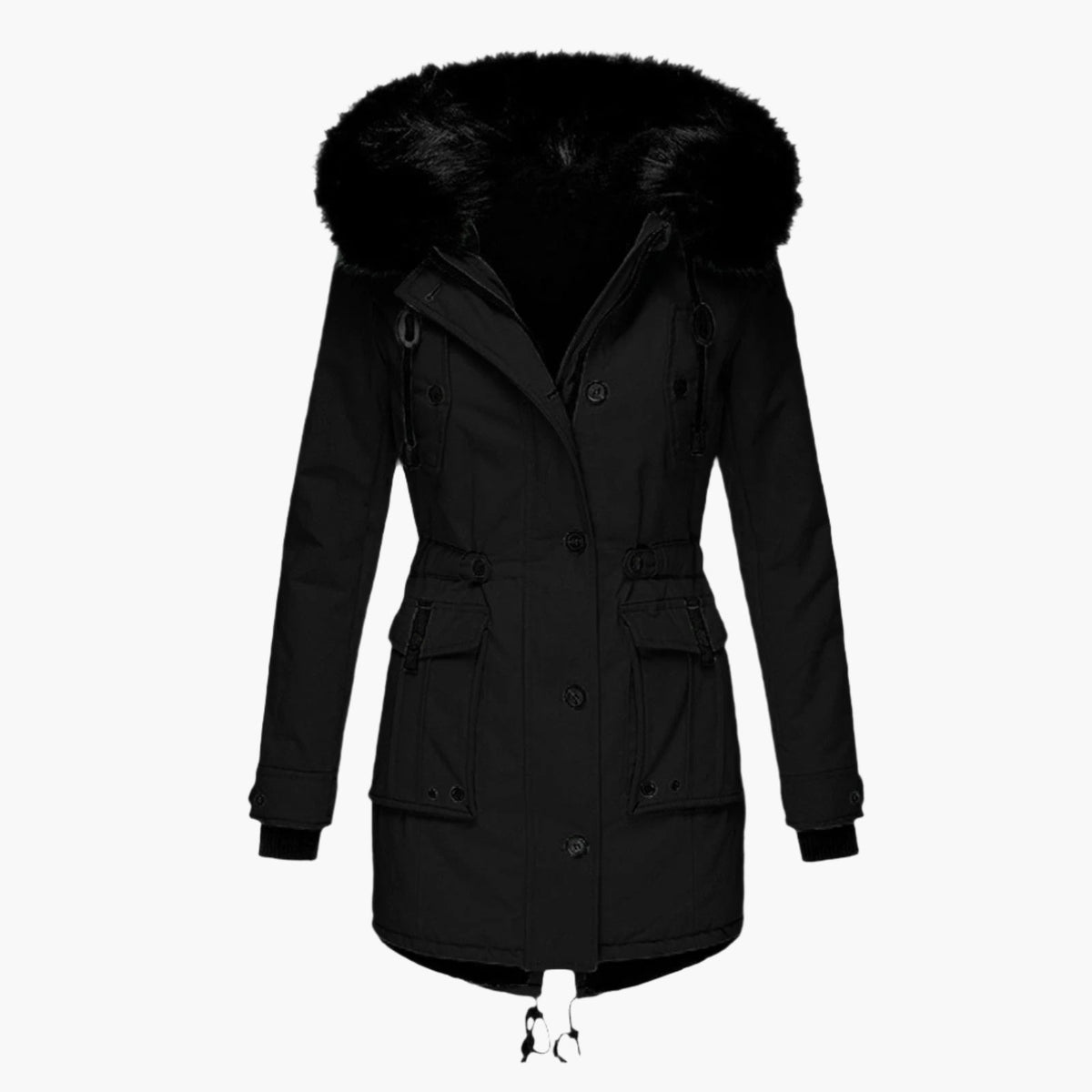 Women's gold faux fur trim hooded parka for autumn commuting