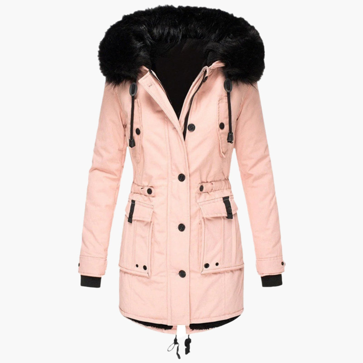 Women's gold faux fur trim hooded parka for autumn commuting
