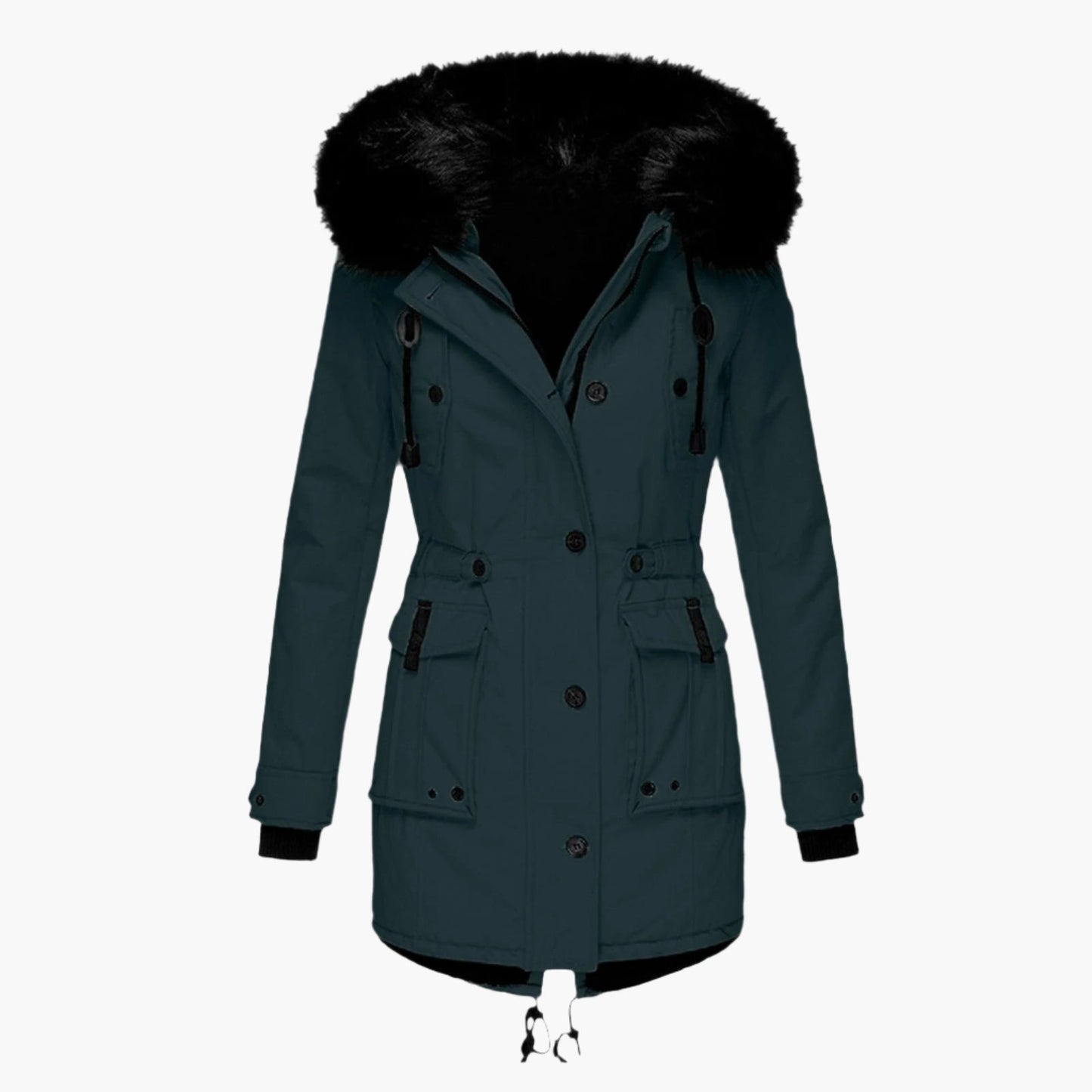 Women's gold faux fur trim hooded parka for autumn commuting