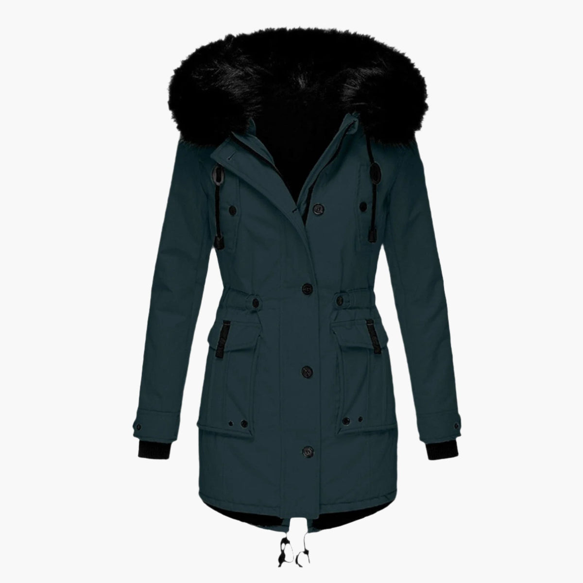 Women's gold faux fur trim hooded parka for autumn commuting