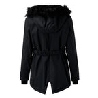 Women's gold faux fur trim hooded parka for autumn commuting