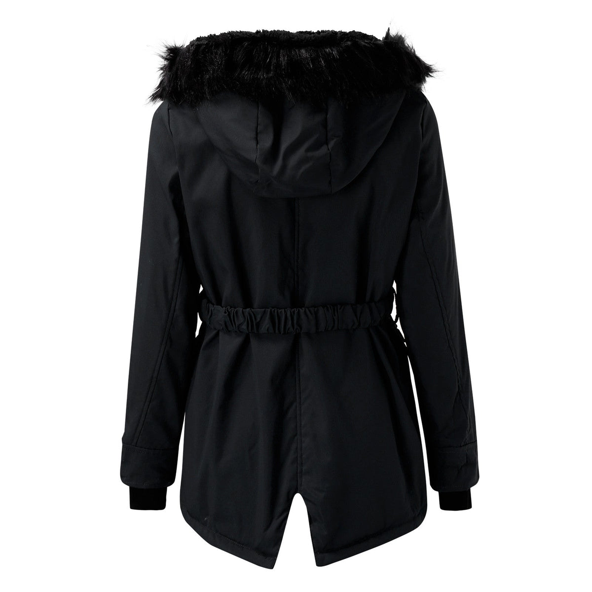 Women's gold faux fur trim hooded parka for autumn commuting
